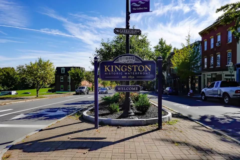 A sign announces the Kingston, New York Historic District